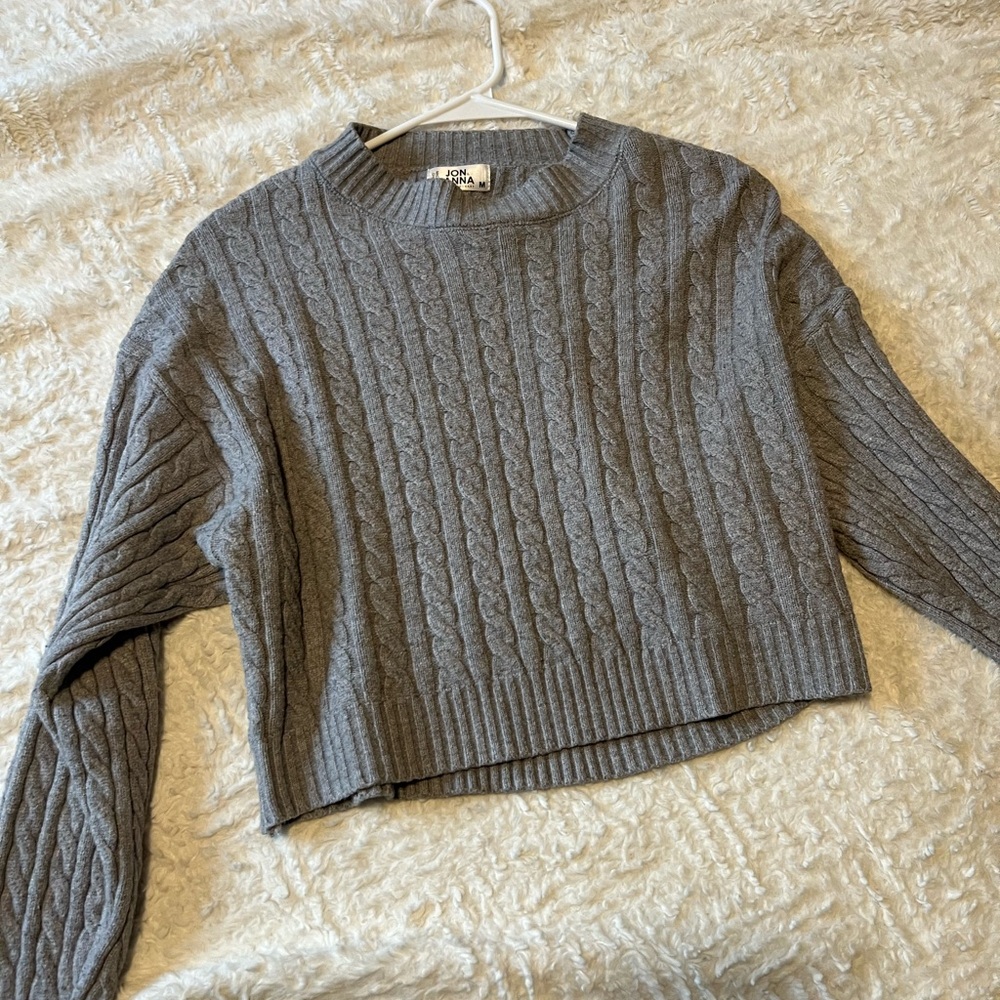 Jon & Anna Grey Cable Knit Sweater